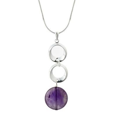 Sterling silver amethyst discs drop necklace                                                                                    