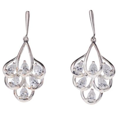 Sterling silver peacock fantail crystal drop earring                                                                            