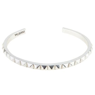 Silver pyramid bar bangle