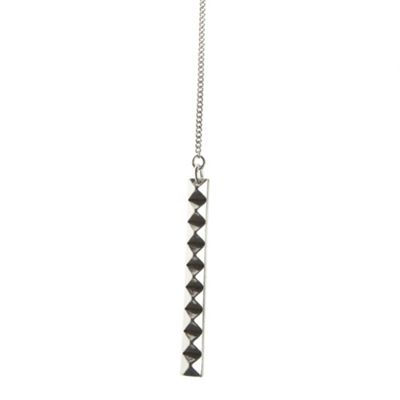 Silver pyramid bar long necklace
