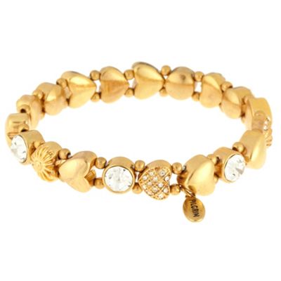 Gold heart and stone pendant bracelet                                                                                           