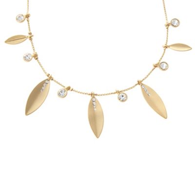 Gold stone and leaf necklace                                                                                                    