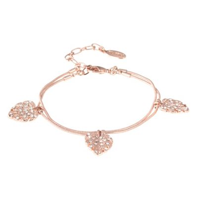 Rose Double Chain Leaf Charm Bracelet                                                                                           