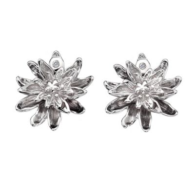 Silver Dahlia Flower Earrings                                                                                                   
