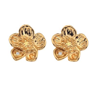 Gold vermeil buttercup flower earrings                                                                                          