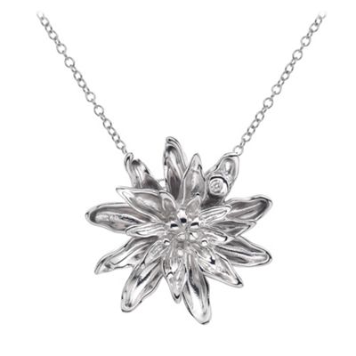 Silver Dahlia Flower Pendant                                                                                                    