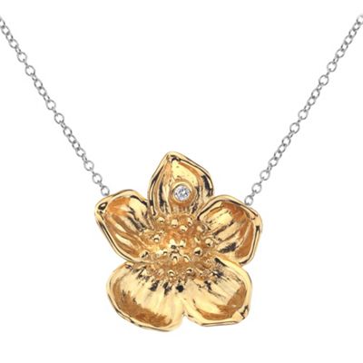 Gold vermeil buttercup flower pendant                                                                                           
