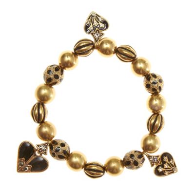 Gold art deco-style beaded stretch bracelet                                                                                     