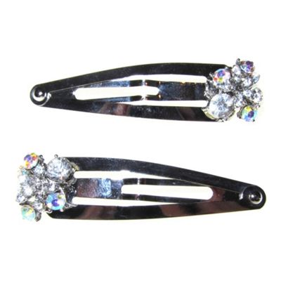 Silver Diamante Flower Clips                                                                                                    