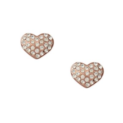 Rose pave heart stud earrings                                                                                                   
