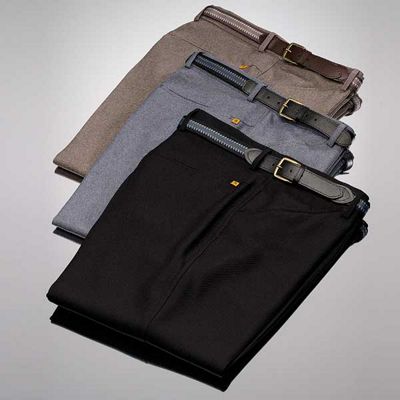 Navy pleat front trousers