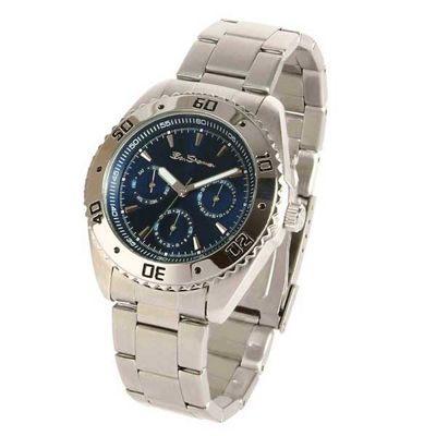 Mens blue chronograph dial stainless steel