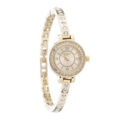 Infinite Ladies gold steel diamante bracelet watch- at Debenhams