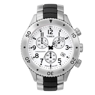 Timex Silver coloured round dial bracelet srtap watch