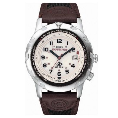 Timex Brown round dial with brown leather strap watch