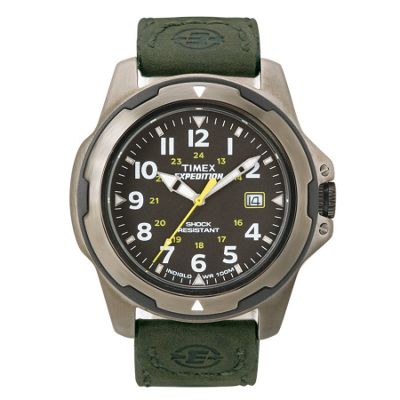 Green round dial, green leather strap watch