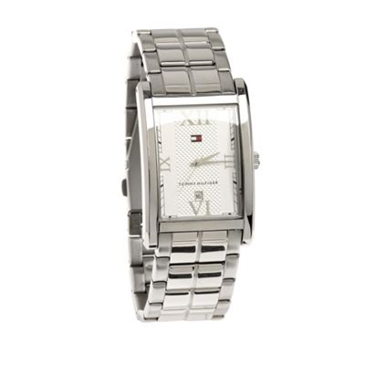 Tommy Hilfiger Silver coloured rectangular face stainless steel