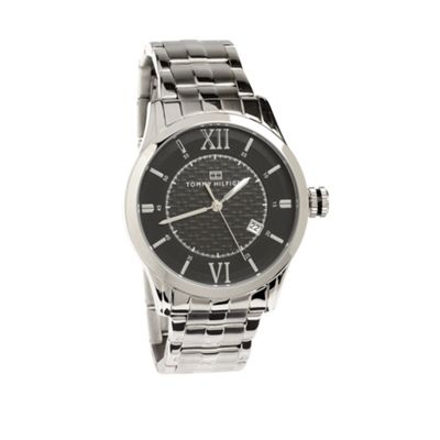Tommy Hilfiger Silver coloured round face stainless steel watch