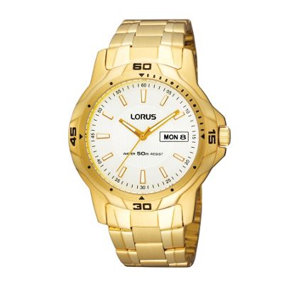 Gold coloured round dial bracelet strap watch