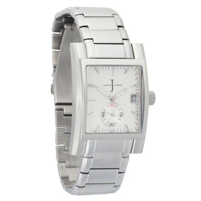 Silver coloured rectangular faced watch