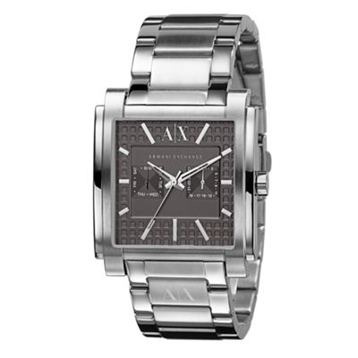 Armani Exchange Silver coloured grey round dial bracelet strap