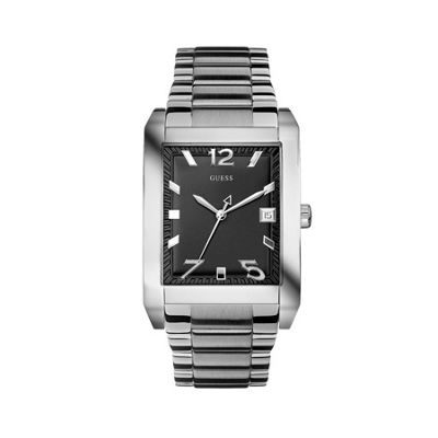 Silver coloured rectangular dial bracelet strap