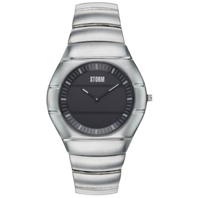 Silver coloured black dial bracelet strap watch