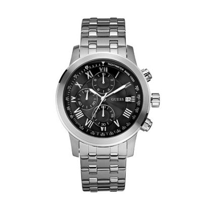 Silver coloured round chronograph dial bracelet