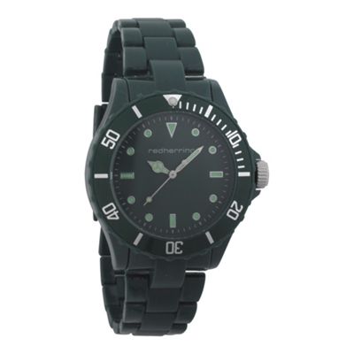 Red Herring Green round face resin bracelet watch