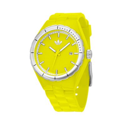 Adidas yellow round dial rubber strap watch