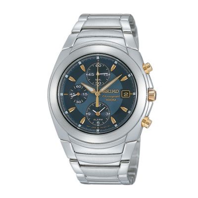 Seiko Silver coloured blue dial bracelet strap watch