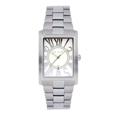 Ted Baker Mens silver coloured rectangle dial