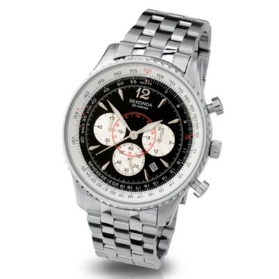 Sekonda Silver coloured chronograph dial watch