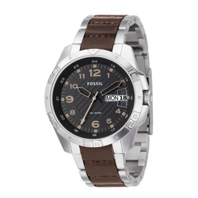 Fossil Mens dark grey dial bracelet strap watch