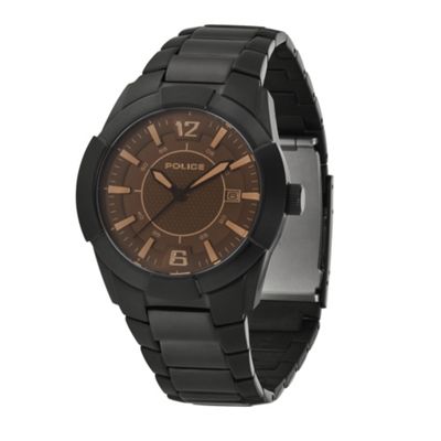 Mens bronze round dial bracelet watch