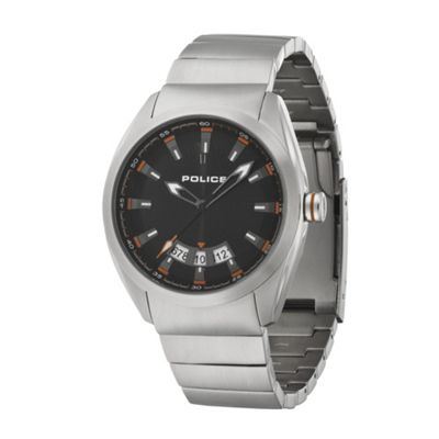 Mens black round dial bracelet watch