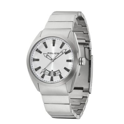 Mens silver coloured round analogue dial