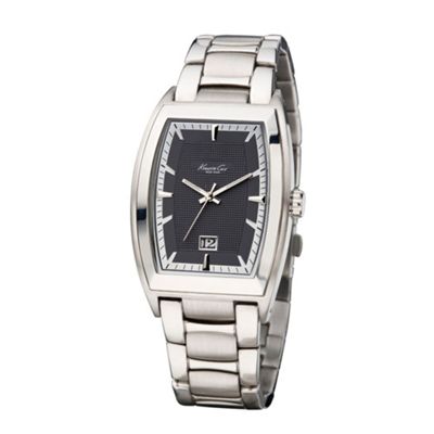 Silver coloured bracelet blue dial watch