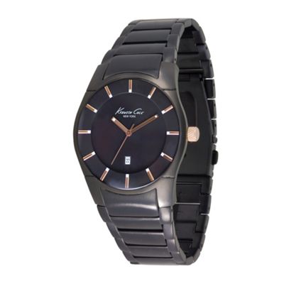 Black ion plated bracelet strap watch