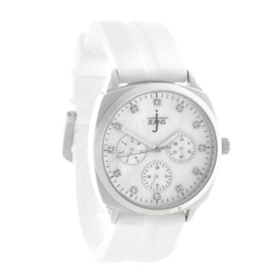 Womens white round multi dial watch