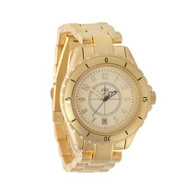 Gold round case watch