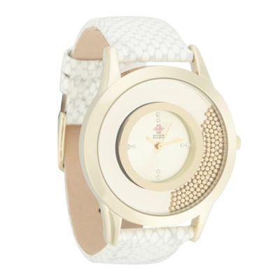 Womens white floating ball dial watch