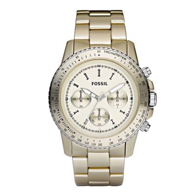 Mens light gold chronograph dial watch