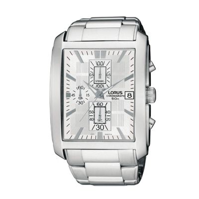 Silver coloured white chronograph dial watch