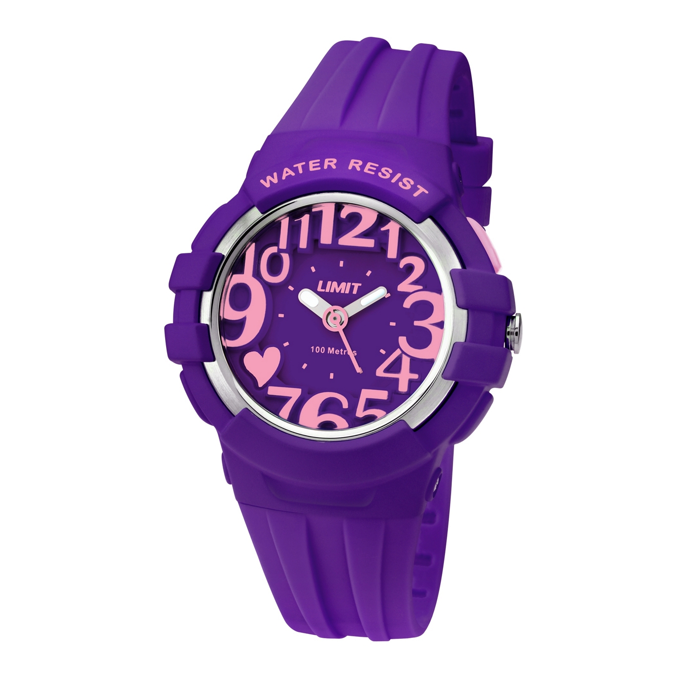 Limit Ladies purple plastic heart motif strap watch