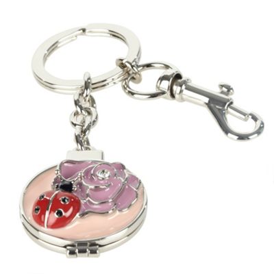 Pink rose and ladybird keyring