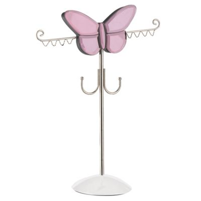 Lilac mirrored butterfly jewellery stand