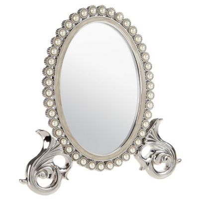 Silver pearl dressing table mirror