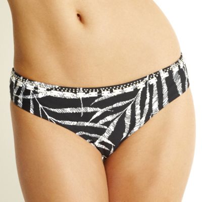 Black & cream palm print bikini bottoms