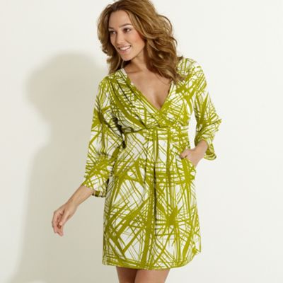 Green lattice print kaftan